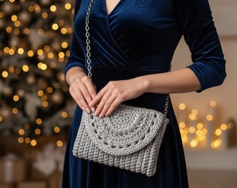 Mönster för virkad axelrem och kuvertväska | DIY-mönster för julklappar | PDF + videohandledning