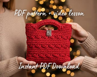 Mönster för virkade handväskor för nybörjare | Handledning för väskor | DIY-present till högtiderna | PDF + video