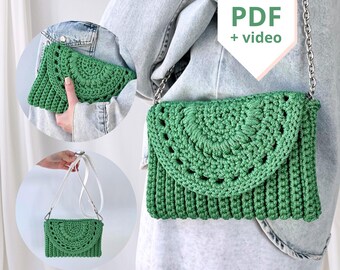 Crochet Clutch & Crossbody Bag – Step-by-Step PDF Tutorial with Video Lessons