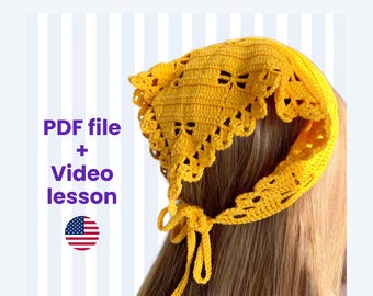 Einfaches häkeln in Dreiecks Kopftuch Anleitung - Libellenstich Bandana mit Video Anleitung