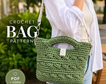 Crochet Bag Pattern PDF, Waves Bag Tutorial, Modern Shoulder Bag, Easy Crochet Purse Pattern, Video Tutorial