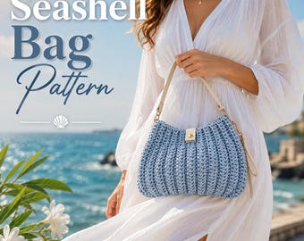 Seashell Crochet Bag Pattern, Modern Shoulder Bag Tutorial (PDF + Video)