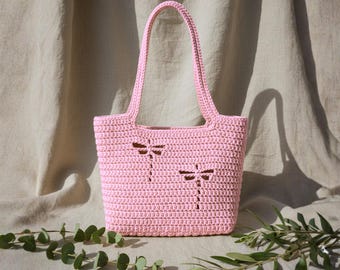 Crochet Tote Bag Pattern Dragonfly  | Video Tutorial (PDF Guide)