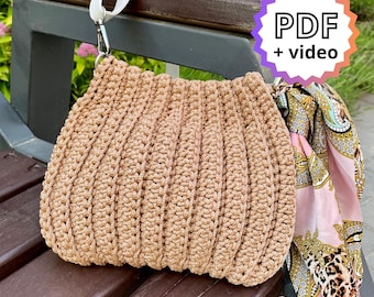 Crochet Pattern “Seashell” Bag + Video Guide – Easy Cord Purse Tutorial – PDF Download