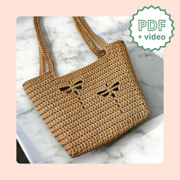 Crochet Dragonfly Tote Bag Pattern | DIY Video Tutorial & PDF Guide | Handmade Bag for Everyday Use or Gifting