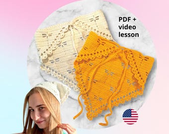 Dreieck Kopftuch häkeln - Anleitung - Dragonfly Stitch Bandana (PDF-Häkelanleitung)