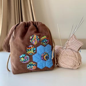 Craft Project Bag – Knitting Organizer Bag for Yarn and Tools