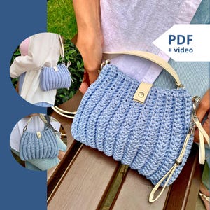 PDF Crochet Pattern + Video Tutorial – “Seashell” Bag for Beginners – Cord Purse
