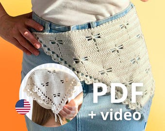 Gehäkeltes Dreieck Kopftuch Muster - Vielseitiges Libellen Stich Bandana & Haarschmuck