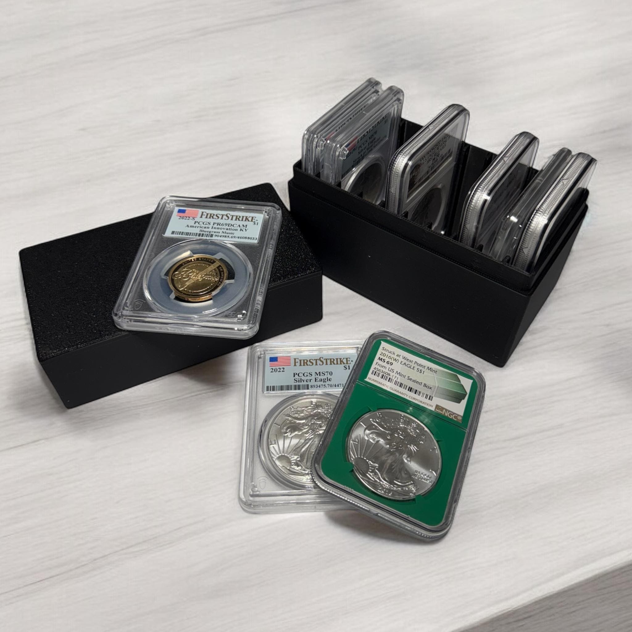 Set Di 6 Scatole Di Plastica Per Monete, Con 20 Scomparti