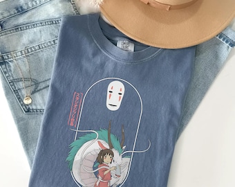 Anime Graphic T-Shirt, Spirited Away Inspired Tee, Japanese Cartoon Dragon Shirt, Aesthetic No Face Top, Studio Ghibli Fan Gift