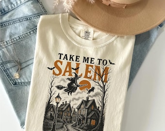 Take Me To Salem Shirt - Vintage Witch Halloween T-Shirt - Spooky Witchy Comfort Colors Tee - Fall Halloween Graphic Shirt