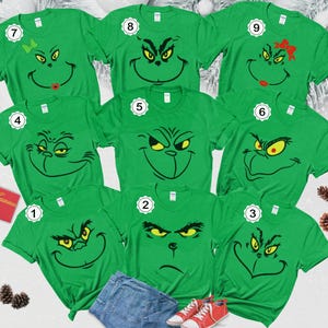 Grinch Squad Weihnachts-T-Shirts für Familie, Grinch-Weihnachtshemd, Grinch-Familien-passendes T-Shirt, Grinchmas-Shirt, Grinch-Halloween-Kostüm