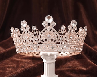 Regal Floral Crystal Wedding Tiar, Crystal Bridal Tiara, Luxury Rhinestone Wedding Crown for Brides