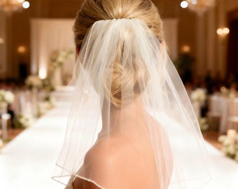 Velo corto romántico de tul, velo corto de tul para novia, accesorio para el cabello de boda, fiestas de bodas, despedidas de soltera y eventos.