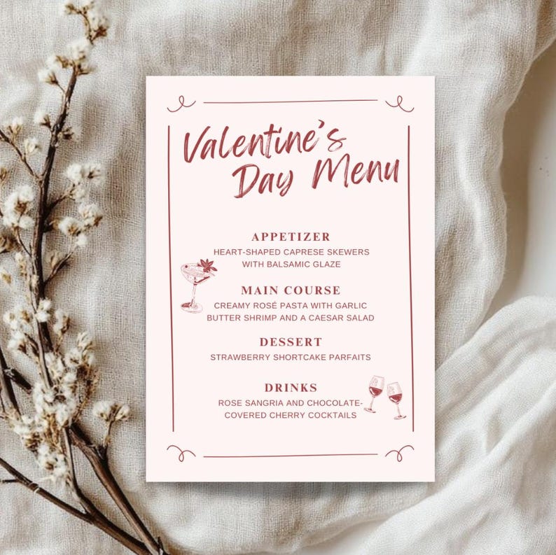 GALENTINE'S DAY MENU | Valentines Party Menu, Galentines Menu ...