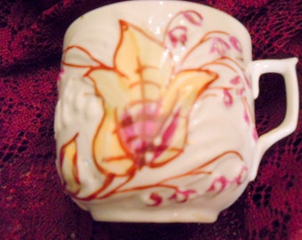 Victorian Tea or Coffee Cup with Fall Colors, Hand Painted