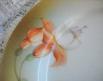 PreWar Germany Hand Painted Fuchsia Bread Plate, Time Raveler