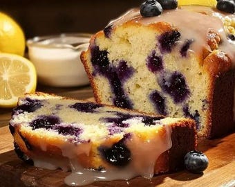 Receta fácil de pan de limón y arándanos (descarga digital)