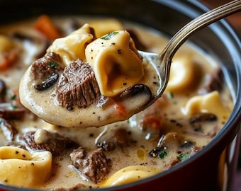 EASY RECIPE For Creamy Beef Tortellini Soup : Comfort Food Dinner (PDF Download)