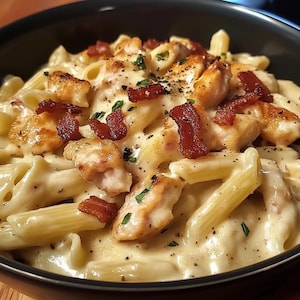 Creamy Chicken Bacon Pasta Recipe (Printable PDF)