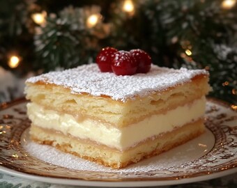 Recept voor plakjes vanillecustard – romig Napoleon-dessert, eenvoudig bladerdeeg (pdf-download)