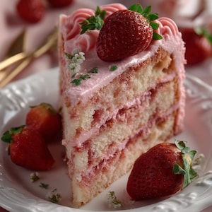 BEST RECIPE For Beautiful Homemade Strawberry Layer Cake  (Printable PDF)
