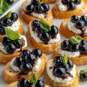 Balsamico-Heidelbeer-Ziegenkäse-Crostini Rezept (PDF Download)
