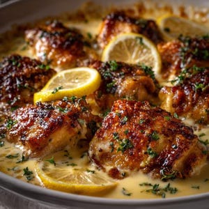 One Skillet Lemon Garlic Chicken Recipe | Creamy Sauce Easy Dinner Idea | Printable PDF | Instant Download | Simple Weeknight Meal.
