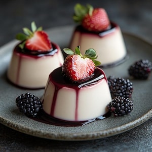 EINFACHES REZEPT für klassische Panna Cotta: Beerensoßen-Dessert (druckbare PDF)