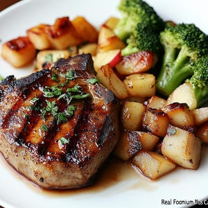 BEST RECIPE For Delicious Grilled Pork Chops with Roasted Potatoes & Broccoli Recipe (Printable PDF)