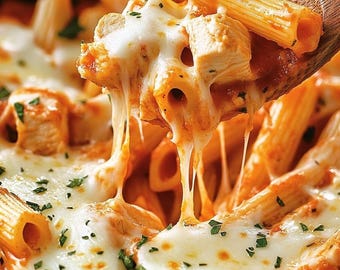 Receta de pasta gratinada con pollo y queso – Una cena reconfortante con salsa cremosa de tomate (Descarga en PDF)