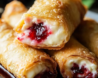 Käsekuchen Frühlingsrollen Rezept PDF | Einfaches knuspriges Dessert-Rezept | Digitaler Download
