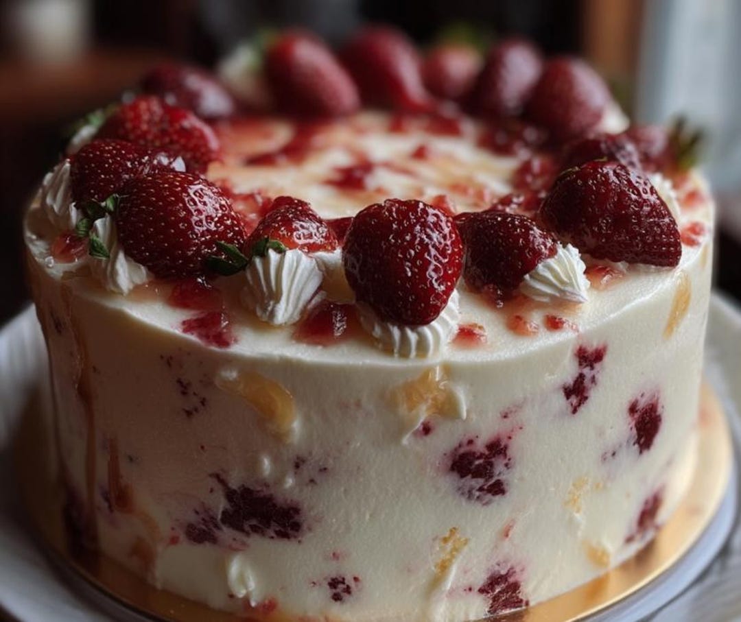 EASY RECIPE for Strawberry Layer Cake : Cream Cheese Frosting ...