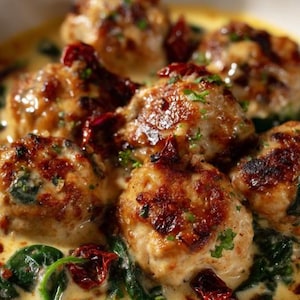 MELHOR RECEITA de Almôndegas de Peru com Espinafre Cremoso e Tomates Secos (PDF para impressão)
