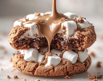 Receta de galletas S’mores pegajosas en PDF – Galletas de chispas de chocolate y malvaviscos – Postre fácil