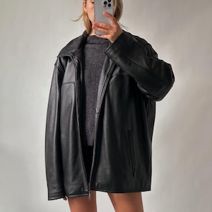 Blouson bomber oversize fait main en cuir d'agneau souple pour femme | Veste oversize en cuir véritable noir pour femmes, tenues décontractées, veste pour femmes