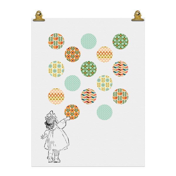Children's Art Print | 16" x 20" | 8" x 10" | Playful Whimsical Art Print | Girl's Room Decor