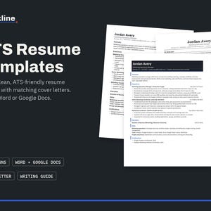ATS Resume Template Word, Google Docs Resume, Cover Letter Template, Professional CV Template, 1 and 2 Page Resume