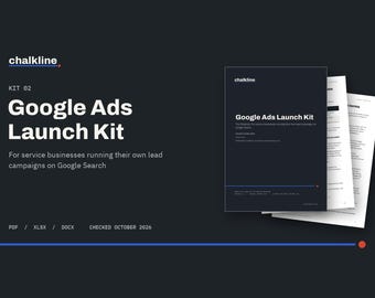 Google Ads Launch Kit for Service Businesses, PPC Playbook, Search Campaign Planner Spreadsheet, Ad Copy Templates