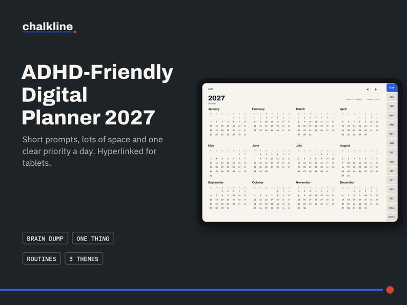 ADHD Planner 2027, ADHD Digital Planner, GoodNotes iPad Planner, Brain Dump, Routine Planner, Printable ADHD Pages