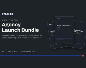 Agency Launch Bundle, Meta Ads and Google Ads Launch Kits plus Client Onboarding SOP System, Marketing Templates