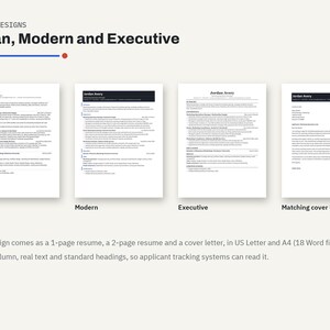 ATS Resume Template Word, Google Docs Resume, Cover Letter Template, Professional CV Template, 1 and 2 Page Resume