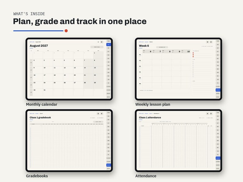 Teacher Planner 2027 2028, Digital Teacher Planner, Lesson Planner, Gradebook, GoodNotes iPad Teacher Planner, Printable