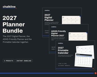 2027 Planner Bundle, Digital Planner, ADHD Planner, Printable Calendar 2027, GoodNotes iPad Planner, Hyperlinked Planner Set