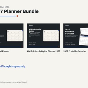 2027 Planner Bundle, Digital Planner, ADHD Planner, Printable Calendar 2027, GoodNotes iPad Planner, Hyperlinked Planner Set