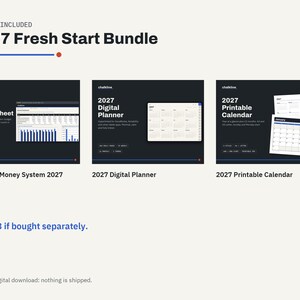 2027 Budget and Planner Bundle, Budget Spreadsheet, Digital Planner 2027, Printable Calendar, Excel Google Sheets, GoodNotes