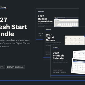 2027 Budget and Planner Bundle, Budget Spreadsheet, Digital Planner 2027, Printable Calendar, Excel Google Sheets, GoodNotes