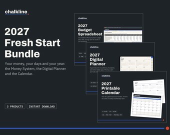 2027 Budget and Planner Bundle, Budget Spreadsheet, Digital Planner 2027, Printable Calendar, Excel Google Sheets, GoodNotes
