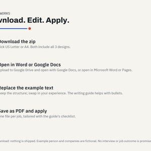 ATS Resume Template Word, Google Docs Resume, Cover Letter Template, Professional CV Template, 1 and 2 Page Resume